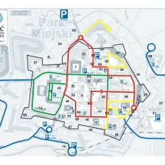 Mapa Zamościa z zaznaczonymi trasami spacerowymi i parkingami. Odkryj zamość atrakcje i zaplanuj zwiedzanie.