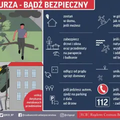 Burza w górach! Unikaj drzew i otwartych przestrzeni. Zabezpiecz dom, odłącz sprzęt. W razie potrzeby zadzwoń pod 112.