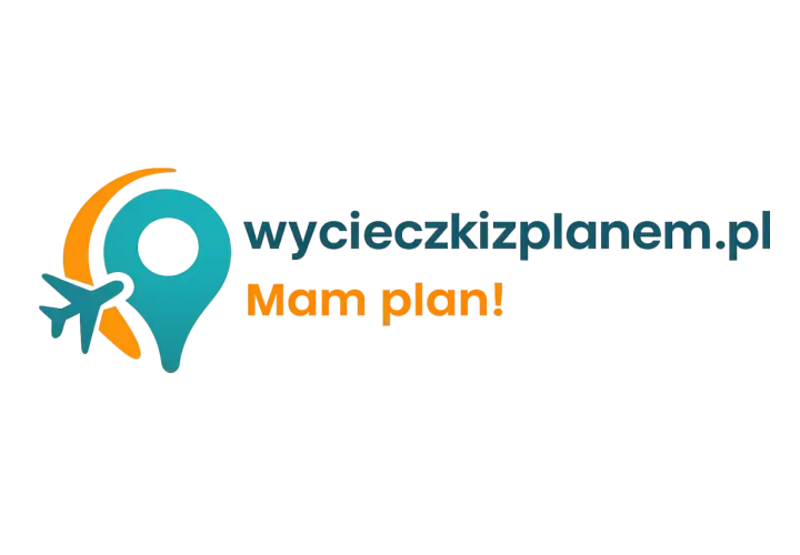 Logo z samolotem i pinezką, obok tekst "wycieczkizplanem.pl Mam plan!". To aplikacja do planowania podróży.