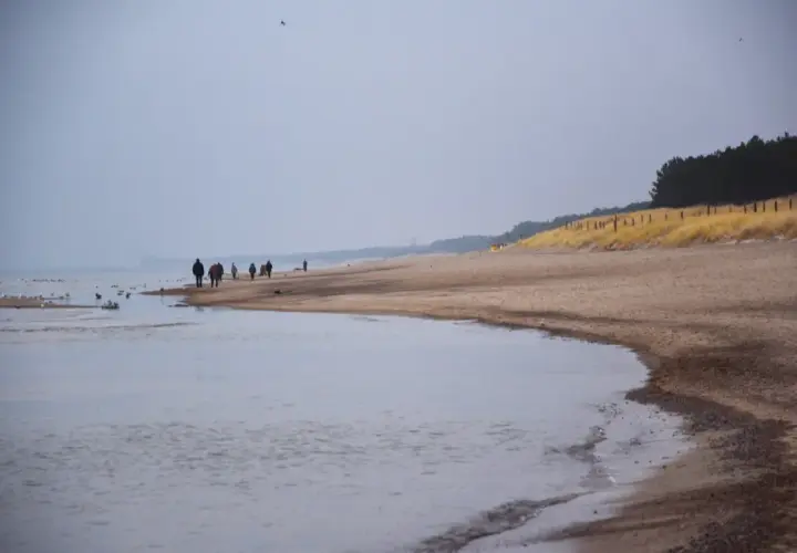 Spacer po plaży w Dąbkach, z widokiem na morze i las. To jedna z wielu atrakcji tego miejsca.