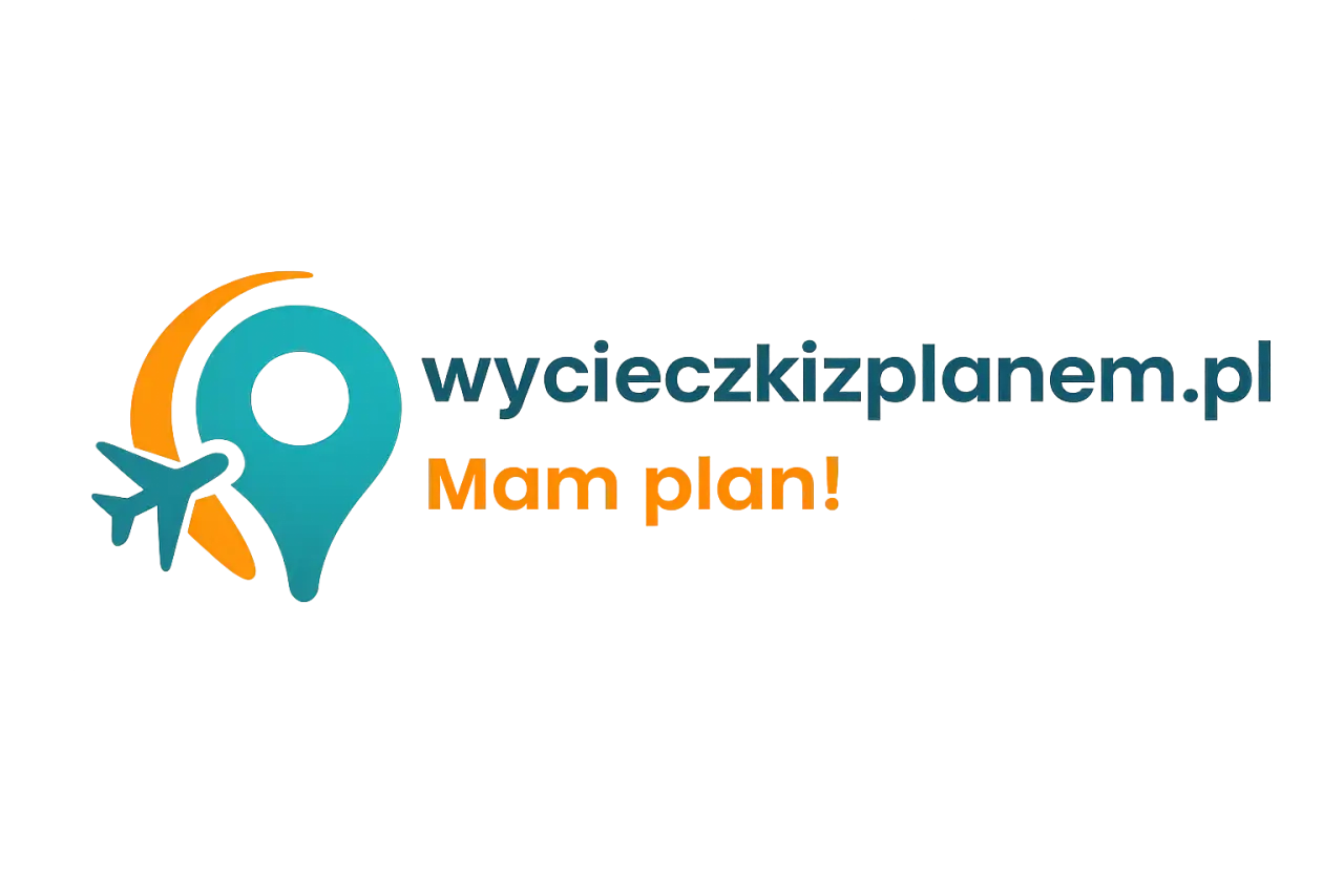 Logo z samolotem i pinezką, obok tekst "wycieczkizplanem.pl Mam plan!". To aplikacja do planowania podróży.