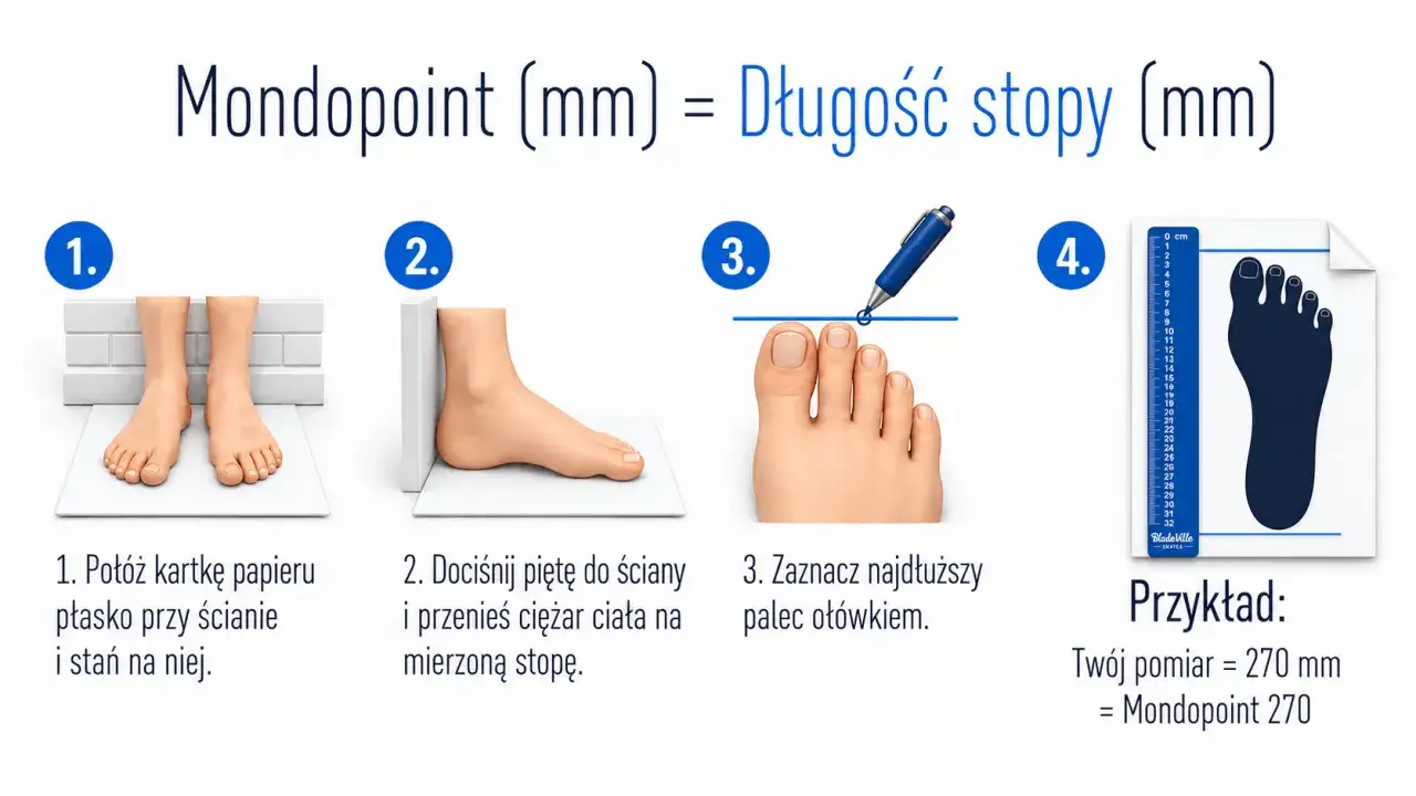 Jak sprawdzić la sportiva rozmiarówka? Instrukcja mierzenia stopy: postaw stopę na kartce, dociśnij piętę do ściany, zaznacz palec.